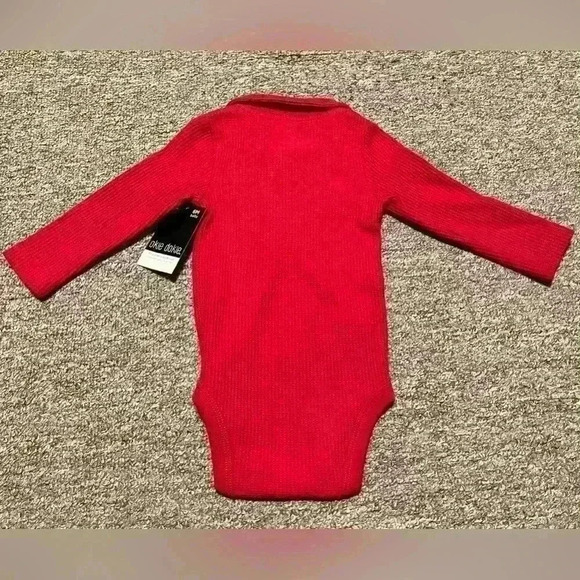 OKIE DOKIE 6M Baby Boys Rumba Red Long Sleeve Waffle Bodysuit One Piece NWT - Picture 2 of 3